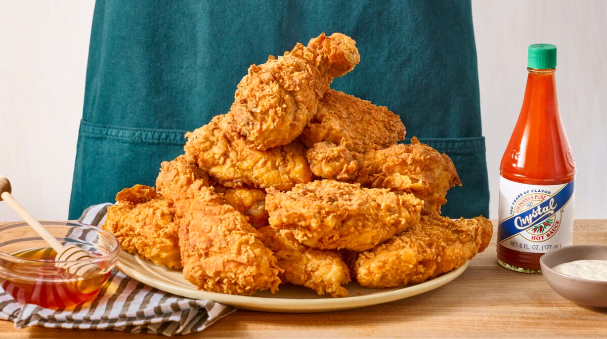 A plate of buttermilk fried chicken.