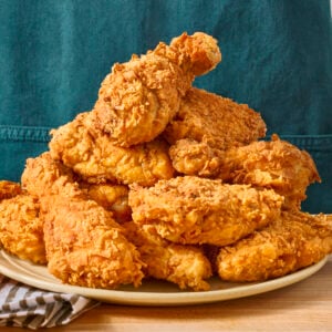 A plate of buttermilk fried chicken.