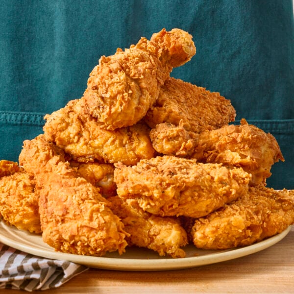 A plate of buttermilk fried chicken.