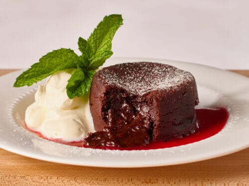 Molten Chocolate Lava Cake with Raspberry Coulis - Nick's Kitchen