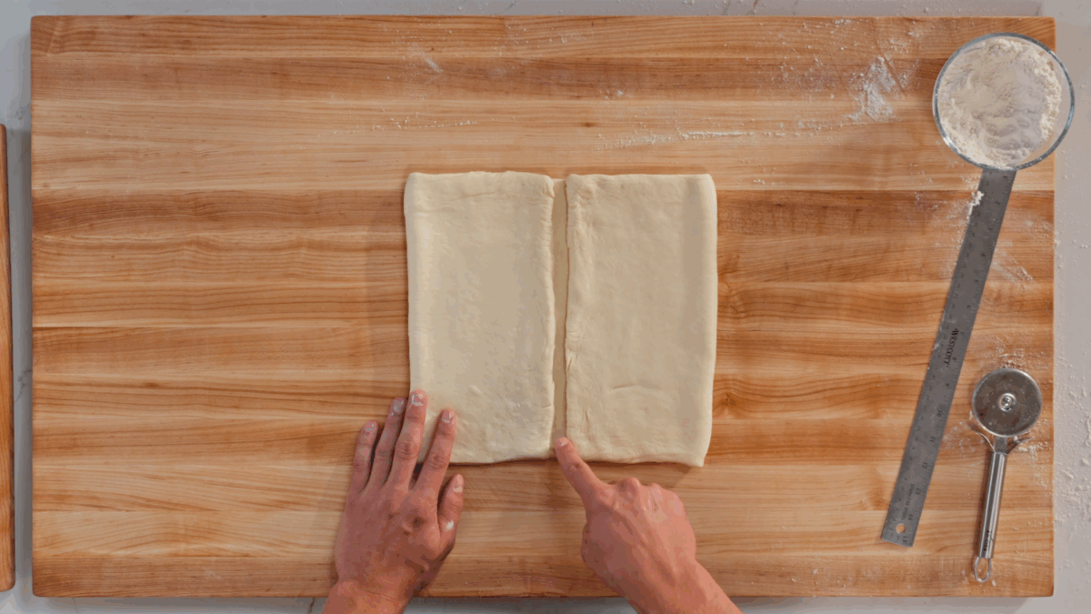 Nick DiGiovanni making a book fold with homemade croissant dough. 