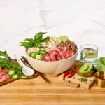 A bowl of Vietnamese beef pho.