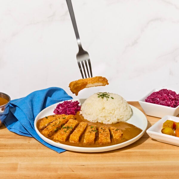 A plate of chicken katsu curry.