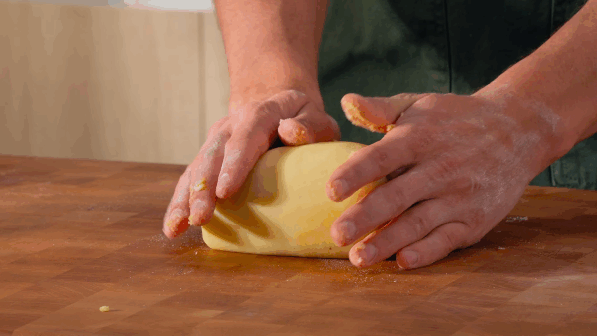 Nick DiGiovanni kneading gnocchi dough. 