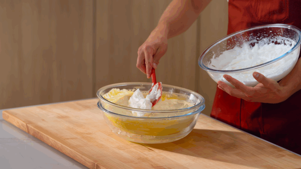 Nick DiGiovanni combining ingredients to make tiramisu mascarpone filling. 